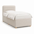 Letto singolo imbottito beige in poliestere 90 x 200 cm