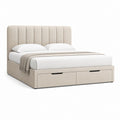 Letto matrimoniale con 2 cassetti beige in poliestere rettangolare 170 x 216 x 120 cm per materasso 160 x 200 cm