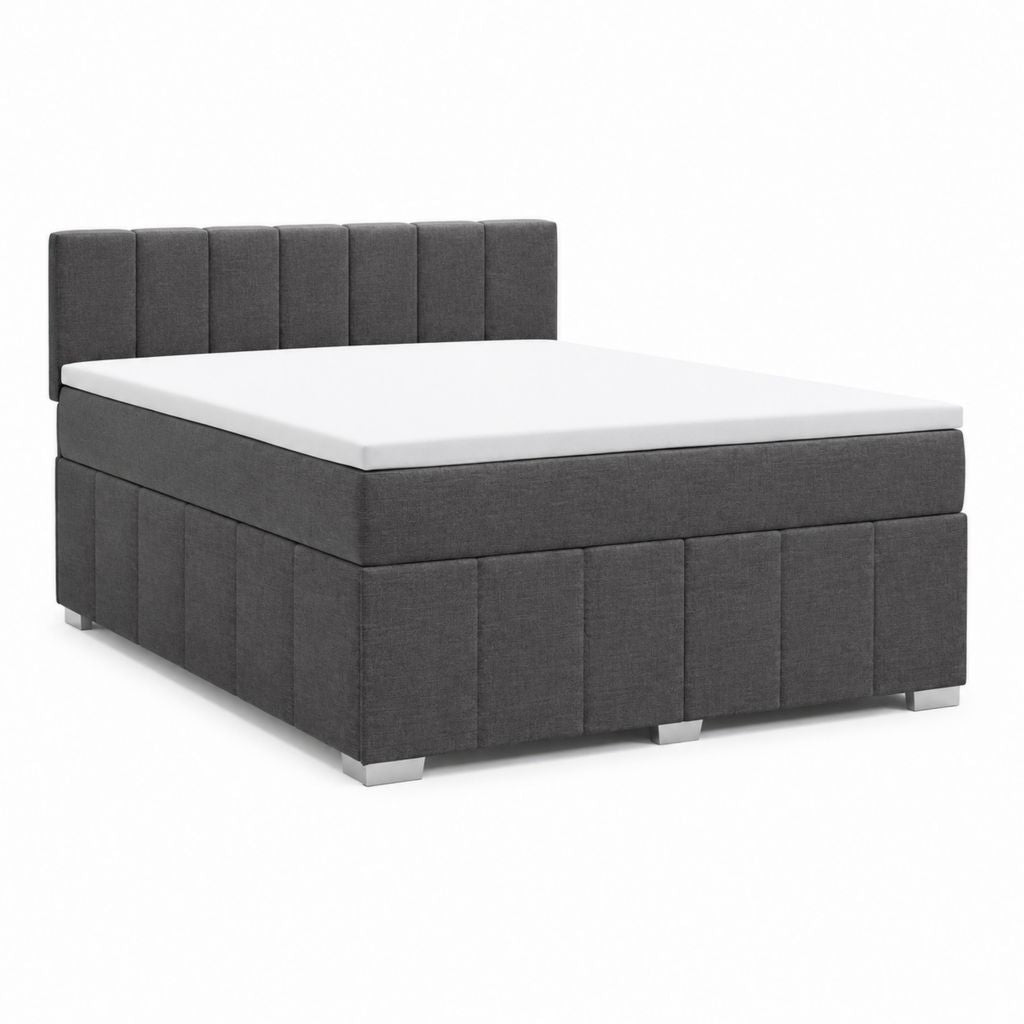 Letto matrimoniale imbottito grigio in poliestere rettangolare 180 x 200 cm