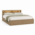Letto matrimoniale contenitore rovere in MDF con testiera LED 160 x 200 cm