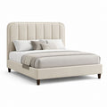 Letto matrimoniale imbottito crema in poliestere 160 x 200 cm