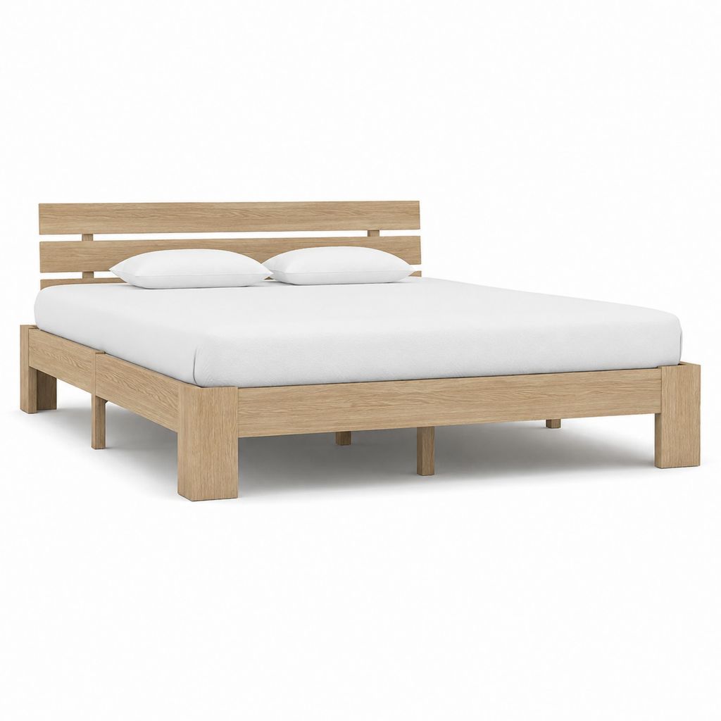 Struttura letto matrimoniale rettangolare rovere chiaro in legno massello 160 x 200 cm