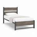 Letto singolo con struttura in acciaio e MDF grigio 90 x 200 cm