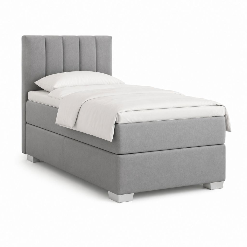 Letto singolo imbottito grigio in poliestere rettangolare 90 x 200 cm