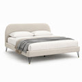 Letto matrimoniale imbottito beige in poliestere con testiera curva 160 x 200 cm
