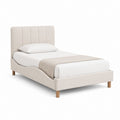 Letto singolo rettangolare beige imbottito in poliestere 90 x 200 cm