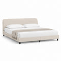 Letto matrimoniale imbottito beige in poliestere con testiera e rete 160 x 200 cm