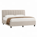 Letto matrimoniale imbottito beige in poliestere con testiera alta 160 x 200 cm