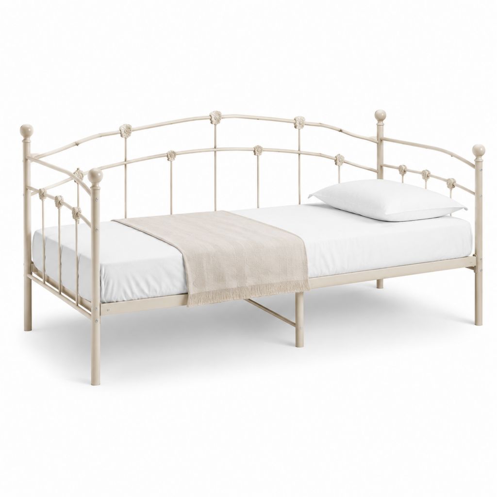 Letto singolo con struttura in acciaio beige 90 x 200 cm