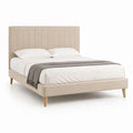 Letto matrimoniale imbottito beige in poliestere rettangolare per materasso 160 x 200 cm