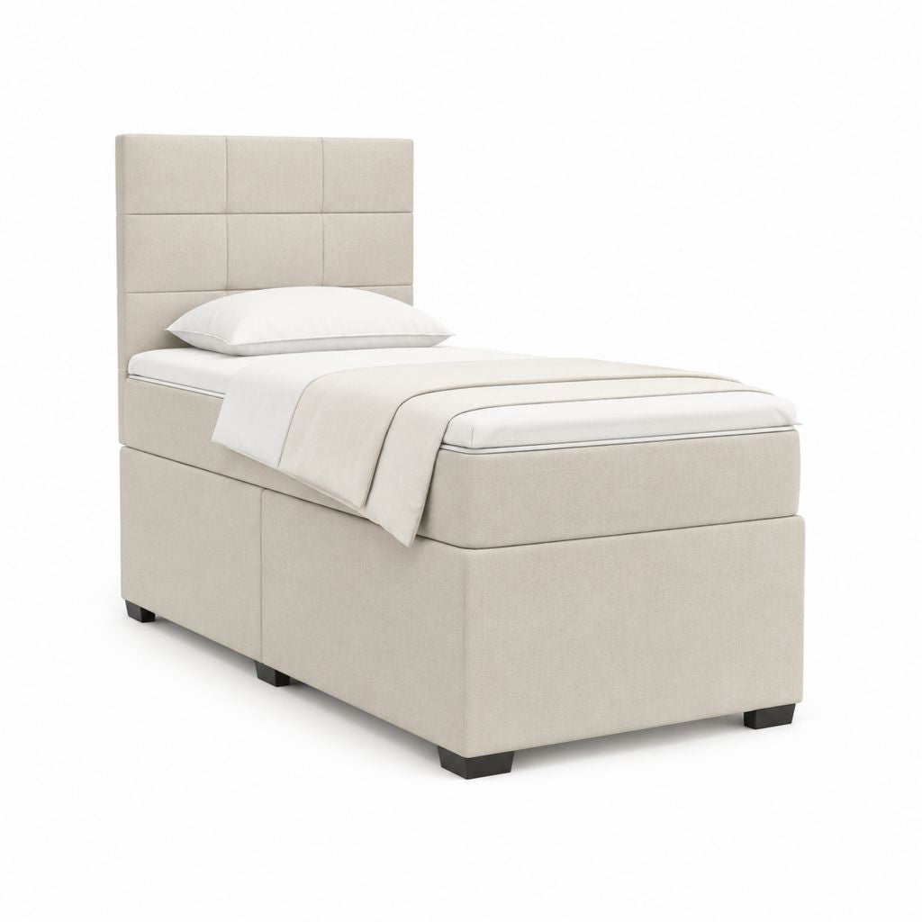 Letto singolo imbottito beige in poliestere rettangolare 90 x 200 cm