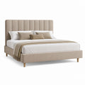 Letto matrimoniale imbottito beige in poliestere rettangolare 170 x 215 x 120 cm per materasso 160 x 200 cm