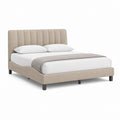 Letto matrimoniale imbottito beige in poliestere rettangolare per materasso 160 x 200 cm