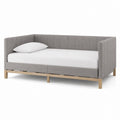 Letto singolo divano grigio in poliestere con struttura in pino 90 x 200 cm