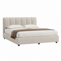 Letto matrimoniale imbottito beige in poliestere rettangolare 160 x 200 cm