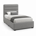 Letto singolo imbottito grigio in poliestere con testiera alta 90 x 190 cm
