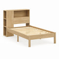Letto singolo con libreria rettangolare rovere chiaro in truciolare nobilitato 90 x 190 cm