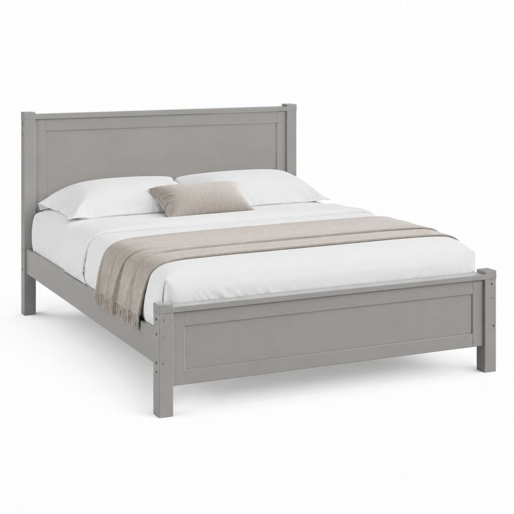 Letto matrimoniale con struttura in pino massello grigio 160 x 200 cm